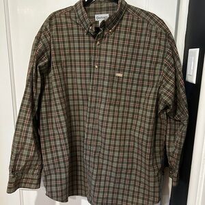 Carhartt Men's Casual Plaid Shirt - Olive and Burgundy